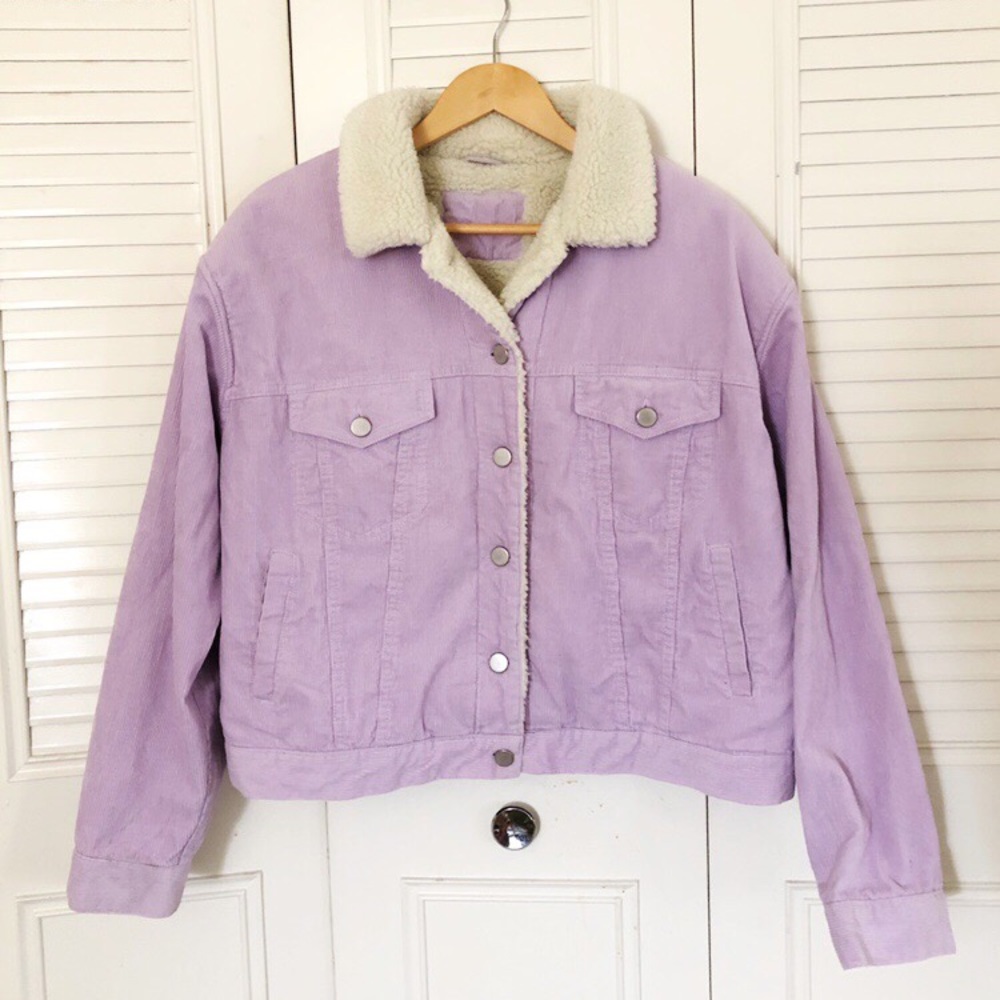 SOLD Vintage Sherpa-Lined Corduroy Jacket in Lilac